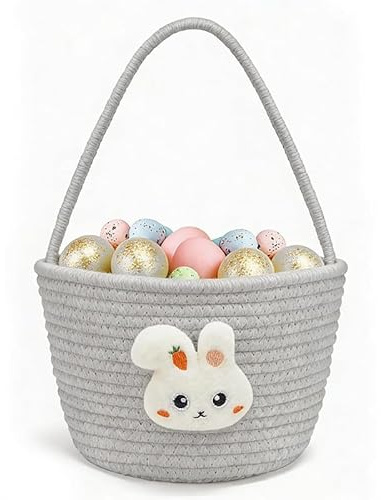 XITVVyg Easter Basket,Easter Baskets for Kids,Easter Basket with Handle,Empty Bunny Egg Basket,Easter Egg Hunt Gift Basket for Kids,Easter Candy Carry Bucket for Easter Egg Hunts,Storage,Party Gifts