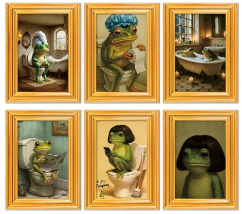 6 Pcs Funny Frog Fridge Magnets, Retro Photo Frame Fridge Magnets for Adults, Soft Magnetic Frog Magnets, Decorative Magnets for Refrigerator Whiteboard Photos Locker Home School Office, Frog Gifts