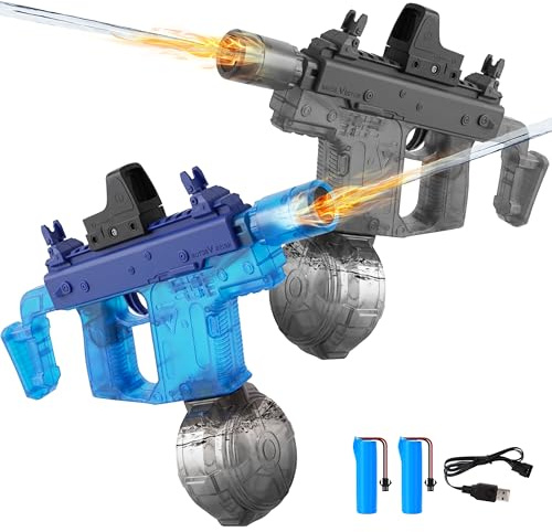 Ulikey Elektrische Wasserpistole für Erwachsene und Kinder, 2 Stück Wasserspritzpistole mit LED Lichtern, Automatische Spritzwasserpistole für Sommer Outdoor Pool Strand Schwimmbad Garten