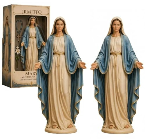 Jungfrau Maria Sammelfigur, gesegnete Mutter Madonna katholische religiöse Statue mit Unserer Lieben Frau von Guadalupe, Kunstharz, handbemalte Dekoration für christliches Gebet, Altar, Geschenk