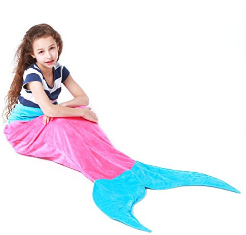 Geekbuzz Kinder Meerjungfrau Flosse Decke Super Weich & Warm Fleece Meerjungfrau Schlafsack für Kinder 3-10 Jahre alt Rosa Meerjungfrau