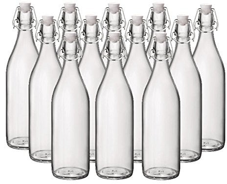 Simpa® 1L Clear Traditional Vintage Style Glass Bottles 1 Litre Swing Top Bottles - Ideal for Domestic or Commercial Use - Fill with Water, Wine, Liquor, Oil, Beer, Schnapps or Cordials.
