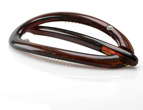 1Stk Libellenspange oval mit strass 7x3 cm in havanna - Made in Germany - WeLoveBeads
