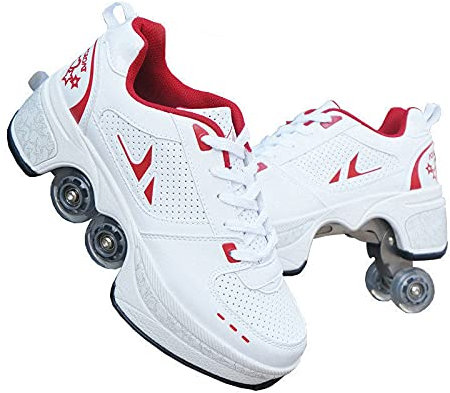 Unisexe Skates Deformation Schuhe，Inline-Skate, 2-in-1-Mehrzweckschuhe, Verstellbare Quad-Rollschuh-Stiefel,A-38