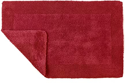 Allure Heavyweight Reversible Bath Mat, 100% Cotton, Super soft, Washable, Large Size 53cm x 85cm (Cranberry)