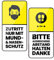 2er Set Aufkleber je 8,5x17cm Zutritt nur mit Mund- und Nasenschutz Maskenpflicht Bitte ausreichend Abstand halten Hygiene Vorschriften Corona Y002 (Deutsch)