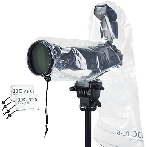 JJC 2 Housses de Protection Contre la Pluie pour Appareil Photo Canon Nikon et Autres appareils Photo Reflex numériques avec Objectif et Flash – Type B
