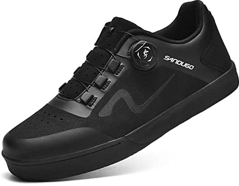 SANDUGO Mountain Bike D/H SPD Zapatillas MTB Convertibles para Pedales Planos Zapatos Negro