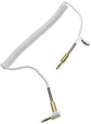 vhbw Stereo Audio Kabel Adapter für Diverse Geräte - 3,5 mm auf 3,5 mm Klinkenstecker, Vergoldet, Gewinkelt Gold Weiß