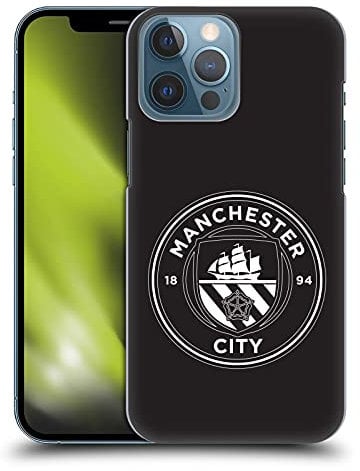 Head Case Designs Officially Licensed Manchester City Man City FC Black White Mono Badge Hard Back Case Compatible With Apple iPhone 13 Pro Max