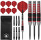 KOTO - Kingbomb Black & Red Darts 30 G, Rot, Darts Set inkl. 3 Barrels,Flights + Shafts & Dartwallet, Fester Ringgrip