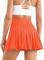 Damen Plissierte Tennisrock mit Hose Sommerrock Minirock Sportrock Golfrock Tennis Golf Rock Sport Workout Running kurz, Orange, XS