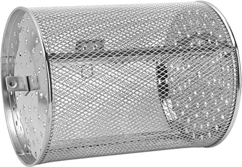 Pssopp Universal Drehspießkorb Rotisserie Korb Rotisserie Grill Korb Bratenkorb Drehspieß Korb für kleine Grills Gasgrill Grillspieß, Rund, Edelstahl