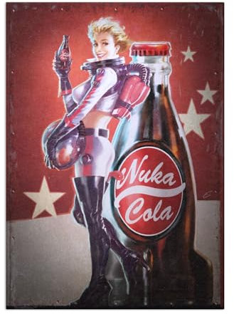 Displate Officiel Fallout Métallique Fixation Magnétique Licence Officielle Image Affiche de Haute Qualité Nuka-Girl 32x45cm