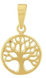 Amor Motivanhänger Damen Anhänger, 1,6 cm, Gold, Lebensbaum, Kommt in Schmuck Geschenk Box, 2034075