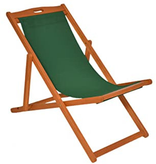 Rattanland | Liegestuhl Holz Premium “Viking” Strandliege, Gartenliege, Balkonliege aus Buchenholz in höchster Qualität (grün 109,5 x 54,6 x 64-84 cm)