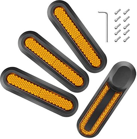 Ainiv Reflektierende Hinterradabdeckungen, 4er Set Scooter Ersatzteiil, Scooter Seitenabdeckungen mit Rückstrahler aus Kunststoff kompatibel für 1S / M365 / Pro2, Scooter Reflektoren - Gelb/Orange