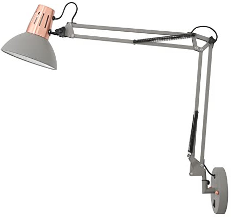 GTV Auslegerarmleuchte ARTEMIA+ Wandleuchte mit Schalter, 2157, AC220-240V, 50/60Hz, 1*E27, max.40W, IP20, einzeln, grau, perfekte für Liebhaber des modernen und skandinavischen Stils.