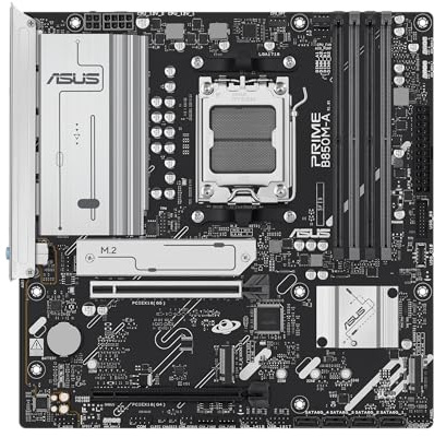 ASUS Prime B850M-A-CSM AMD B850 AM5 DDR5 8000 2xDP HDMI 3X M2 USB3.2 Aura RGB 2.5Gbit LAN mATX RAM bis zu 256GB, 1xGen5 M.2, Kostenlose Remote Management Software Motherboard
