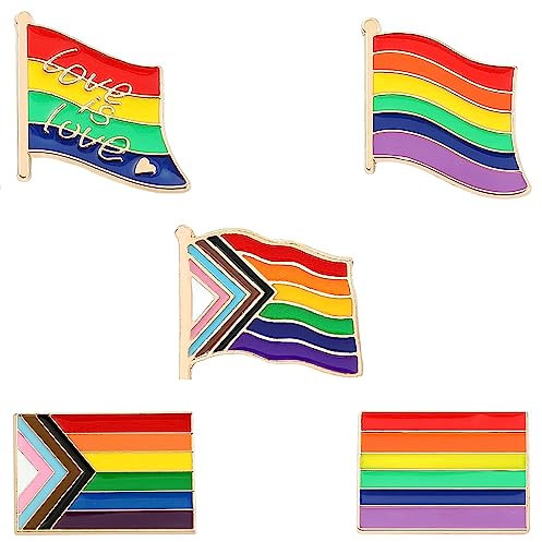 Regenbogen Anstecker Pin, Hillylolly 5 Stück Regenbogen Flagge Pin, Regenbogen Brosche, Gay Pride Pin, Lgbtq Anstecknadel, Buttons Anstecker Lgbt, für Schals, Kopftücher, Kleider, Rucksäcke