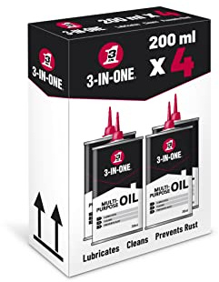 3-IN-ONE Multi-Purpose Drip Oil Flexican 200ml, Precision Lubricant that Cleans and Helps Prevent Rust, Long Lasting Oil for Tools, Hinges, Locks and Gears (4x 200ml)