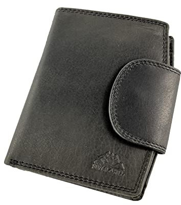 BUFFALO HILL Echt Leder Geldbörse »Unisex 2753« mit RFID Schutz I Portemonnaie Groß mit Münzfach I 8 Fächer I Geldbeutel I Brieftasche I Wallet I Portmonee schwarz