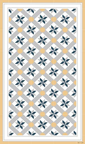 DobleUve Estudio Alfombra Vinílica Hidráulica 23 | Color Amarillo | 47x80 cm | Alfombra Cocina Lavable Antideslizante | Alfombra Vinilica | Suelo Vinílico | Alfombra Vinilo Salón