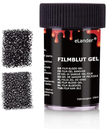 eLander Kunstblut mit [ 2 Grober Schwamm ], Profi-Schminkfarben | Filmblut | Blutgel | Wundschorf | Spezialeffekt Schminke für Halloween Karneval Party