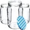KADAX Lot de 24 bocaux de conservation en verre pour couvercle à visser - 900 ml - Utilisable comme pot à confiture - Bocaux de conservation - Bleu à carreaux, K5198