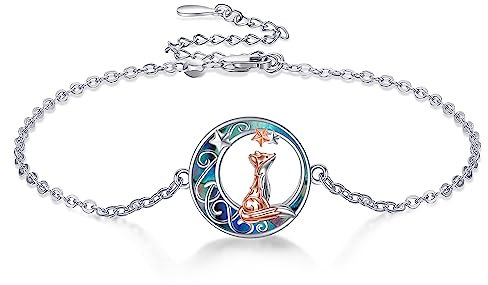 CUPENDA Fuchs Armband Sterling Silber Fuchs Mond Armband Fußkettchen für Frauen Niedlich Tier Schmuck Geschenke für Ehefrau Tochter