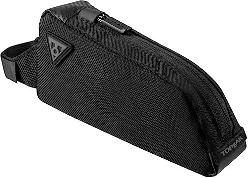 Topeak FastFuel Top Tube Bag (Black, One Size) – Compact 0.5L Frame Bag | Adjustable Bolt-On or Strap Mount, Padded Storage for Snacks & Gear, 70g Lightweight Design