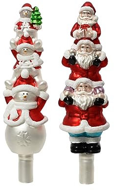 Kaemingk Puntale in Vetro con Babbo Natale o Pupazzi di Neve 31cm
