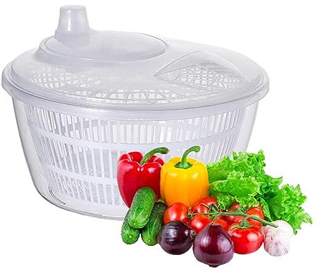 Salatschleuder | Salattrockner Mit Deckel Und Kurbelantrieb | Salatmanager Zum Waschen Und Trocknen Von Salat | Salatschüssel Und Sieb Zum Salat, Gemüse Und Obst