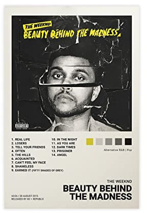 Pop Sänger The Weeknd Beauty Behind The Madness Albumcover Leinwand Poster Schlafzimmer Dekor Sport Landschaft Büro Zimmer Dekor Geschenk Unrahmen-Stil 40 x 60 cm