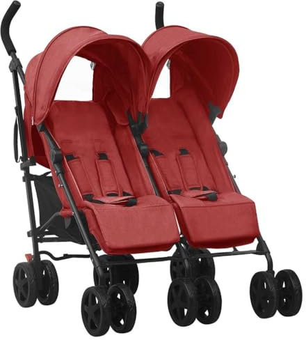 Poussette à deux places Rouge Acier