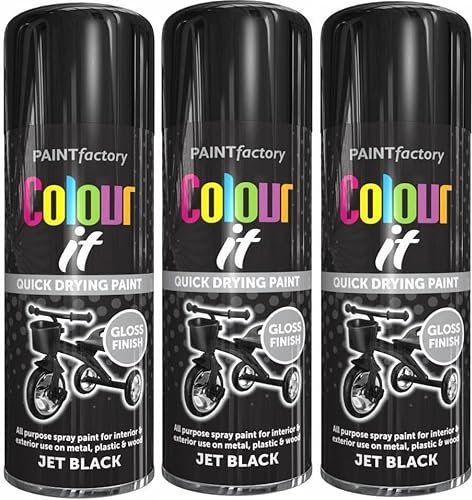 Z&A Jet Black Spray Paint 400ml - Premium quality Smooth Touch Perfect Gloss Finisher - Indoor & Outdoor Durable Quick Drying Sprays - All Purpose Household Use of Metal, Wood, or Plastic (3)