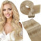 LaaVoo Weave Echthaar Extensions Highlight Blond Echthaar Extensions zum Einnähen 45cm Tressen Extensions Echthaar Hellbraun Blond 100g #P12/24