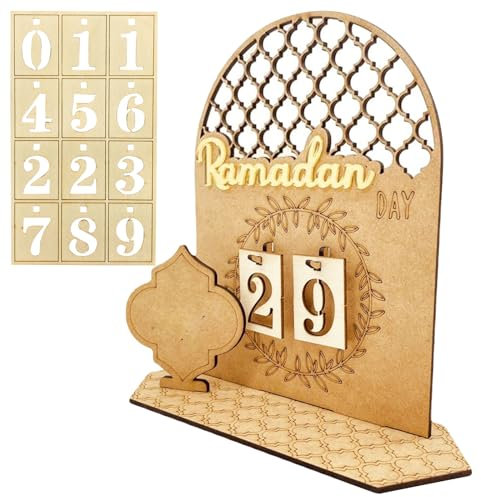 Ramadan Kalender, Eid Mubarak Kalender, Ramadan Dekorationen Countdown-Kalender für Zuhause, Ramadan Dekoration Aus Holz, Ramadan aus Holz Countdown-kalender Ornament, Ramadan Geschenke für Kinder