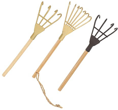 Vaguelly 3st Mini-Grill Feengarten Handwerkzeug Sandkasten Rechen Gartenrechen Gartenkunstrechen Zen-gartenwerkzeug Mini Laubrechen Handlaubrechen 3/ 4/ 7- Eisen Kind Felsen Handkurbel
