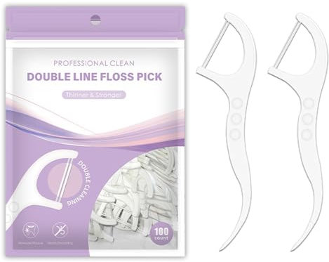 zoerbufan Fils Dentaire [100 Pièces], Dental Floss/Cure Dent en Soie avec Manche, Bâton de Dents, Dental Floss Picks à Double Fil