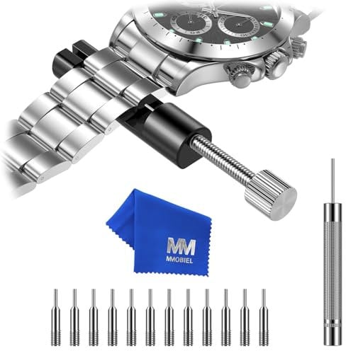 MMOBIEL Kit di strumenti di riparazione per cinturino per orologio, strumento di riparazione per orologiaio, con pulsante a molla in acciaio, Nero - Piccolo, zzzz-s, Compatto