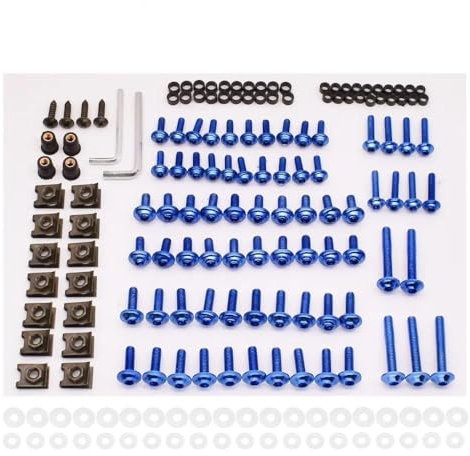HMLTD Für Suzu&ki Für GSXR Für GSX-R 600 750 1000 K1 K2 K3 K4 K5 K6 K7 K8 M5 M6 Motorrad Verkleidung Schrauben Windschutzscheibe Körper Frühling Schrauben Kit Schrauben Muttern (Color : Blue)