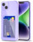 Svanove for iPhone 14 Case Wallet Clear, Card Holder Case with Credit Card Slot, Thin Slim Transparent Silicone Grip Soft Rubber Protective Shockproof Airbag Bumper for Women, Purple Lavender