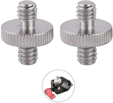 2 Pcs 1/4 to 1/4 Male Threaded Tripod Screw Adapter,Camera Adapter Screw,Double Head Stud Camera Thread Adapter,Metal Converter 1/4 Thread Screw,for Camera,Shoulder Rig,Light Stand