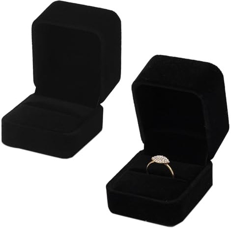 banjiabb Schmuck Etui Für Ring,Ring Box,Ringschatulle,Verlobungsring Box,Ringschachtel,Ringschatulle Verlobung,Etui Anhänger Boxen Für Hochzeit Verlobung Valentinstag(Schwarz)