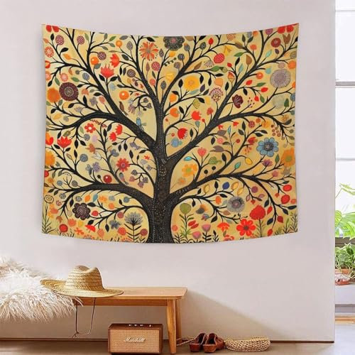 DCABEIOOE Baum des Lebens Wandteppich Plakat Tapisserie Wandtuch 130cmx150cm
