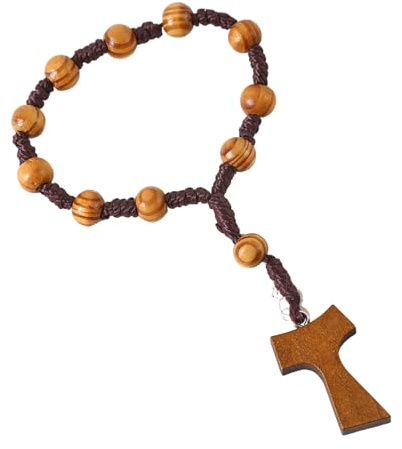 CANNXI 8 mm Holz-Rosenkranz mit Kreuzen für Gebet und Achtsamkeit, natürliche Farbe, 8 mm Holz-Rosenkranz