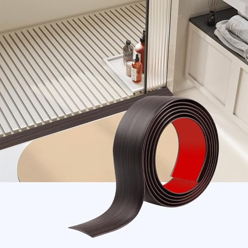 200cm*4cm Tapajuntas Suelo Adhesivo, PVC Perfil de Transición para Suelo, Tira de Umbral se Utilizan para Conectar Huecos de Suelo, Transiciones de Umbral de Alfombras(Nogal Negro)