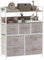 HOMCOM Bedroom Chest of Drawers, Fabric Dresser with 7 Drawers, Storage Organiser Unit with Open Shelves and Metal Frame for Living Room, Entryway, Natural Wood Finish