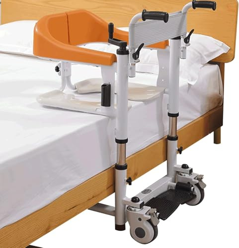 Generisch Patientenlifter Patienten Transfer Lift Stuhl, Bett Toilettenstuhl mit 180° geteiltem Sitz, Rollstuhl Lift mit Handkurbel Lifthebel, höhenverstellbarer Behinderten-Dusch-Stuhl